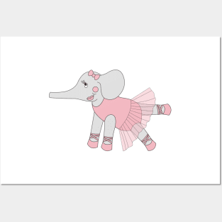 Grey Ballerina Elephant In Pink Tutu Digital Art | Melanie Jensen Illustrations Posters and Art